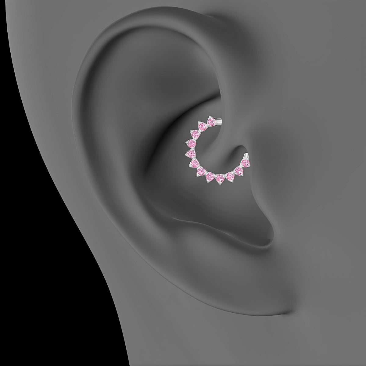Uma | 18k White Gold 9.5 mm Pink Sapphire Daith Piercing