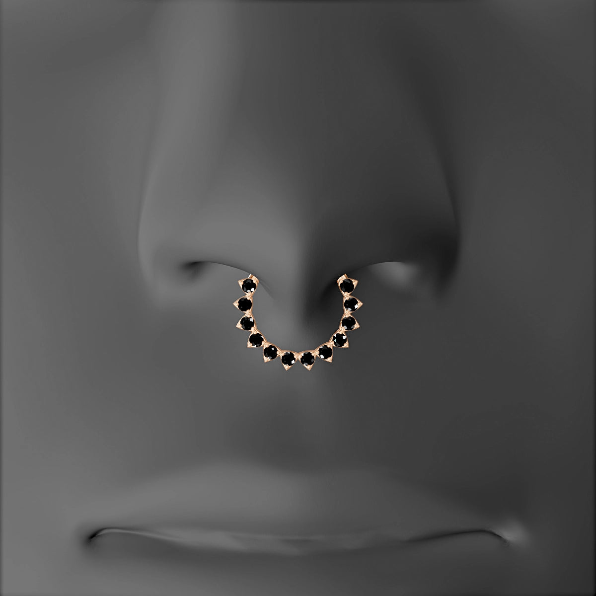 Uma | 18k Rose Gold 9.5 mm Black Diamond Septum Piercing