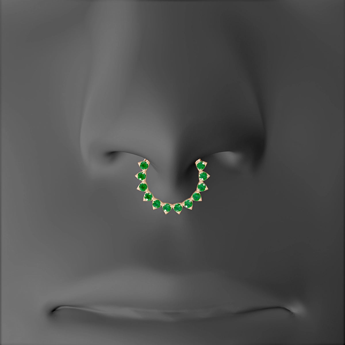 Uma | 18k Rose Gold 9.5 mm Emerald Septum Piercing