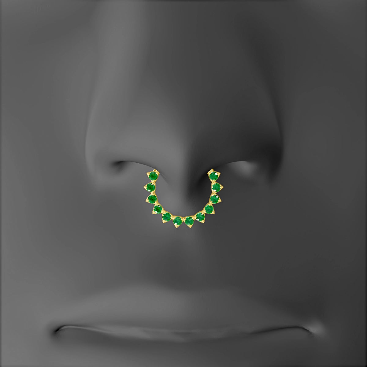 Uma | 18k Yellow Gold 9.5 mm Emerald Septum Piercing
