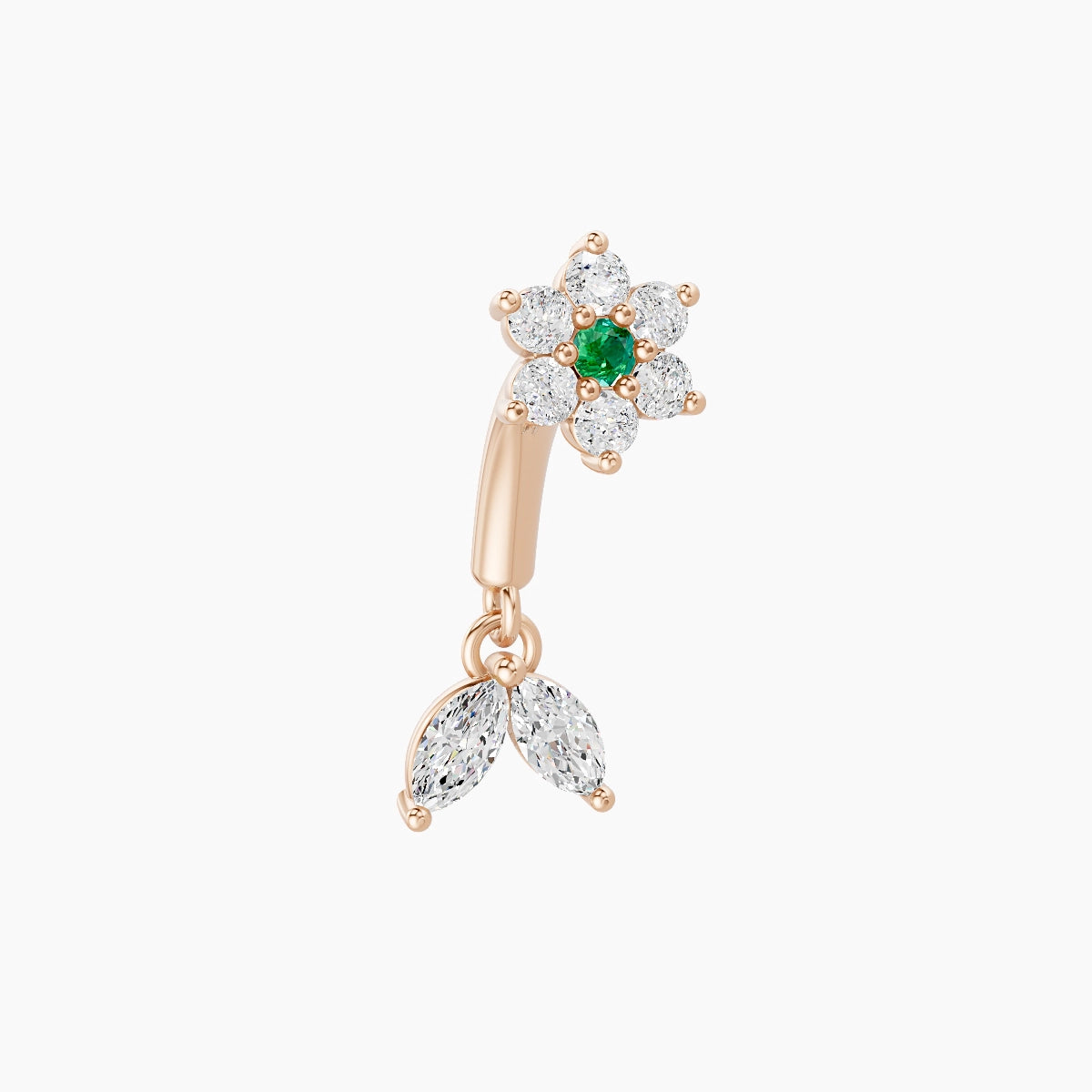 Vela | 18k Rose Gold 6 mm Flower Emerald & Diamond Rook Piercing