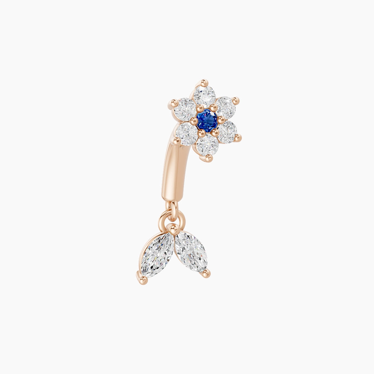 Vela | 18k Rose Gold 6 mm Flower Sapphire & Diamond Rook Piercing
