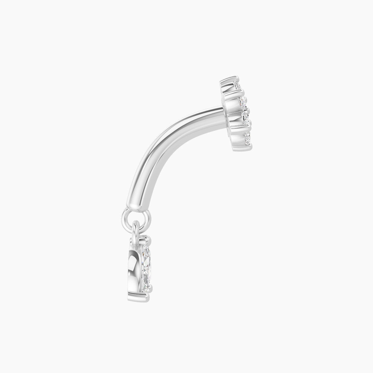 Vela | 18k White Gold 6 mm Flower Black Diamond & Diamond Rook Piercing