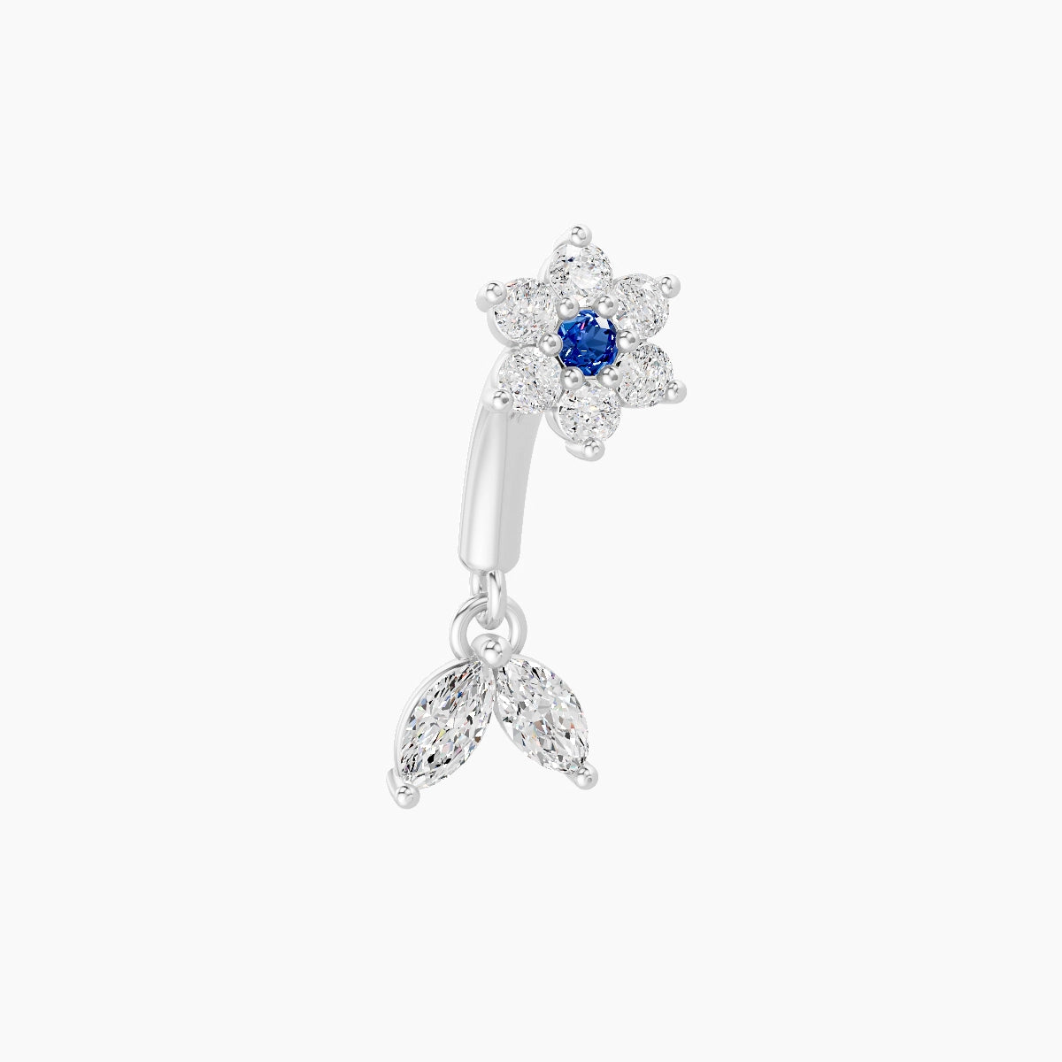 Vela | 18k White Gold 6 mm Flower Sapphire & Diamond Rook Piercing