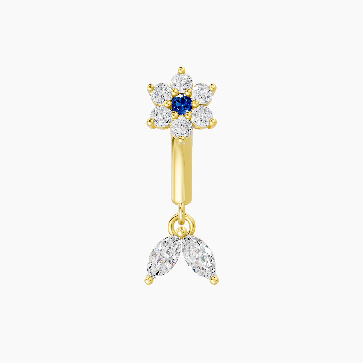 Vela | 18k Yellow Gold 6 mm Flower Sapphire & Diamond Rook Piercing