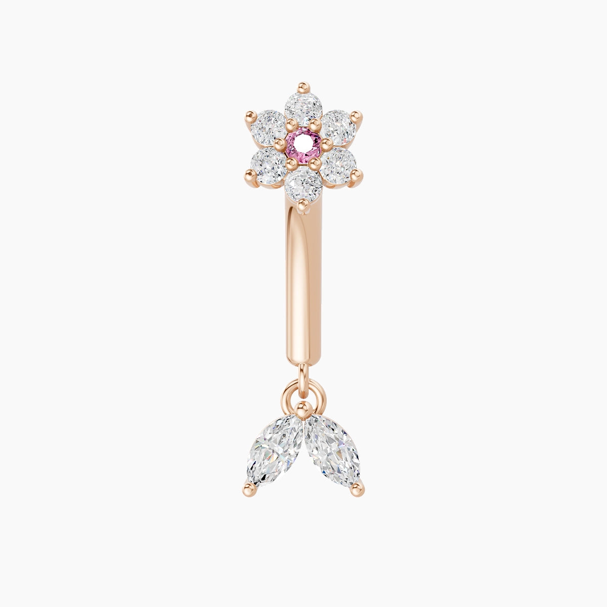 Vela | 18k Rose Gold 8 mm Flower Pink Sapphire & Diamond Rook Piercing