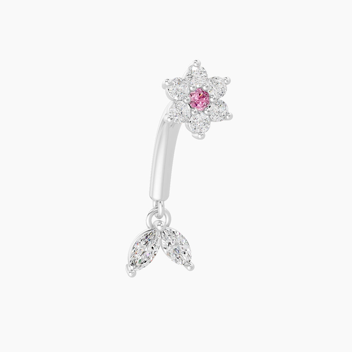 Vela | 18k White Gold 8 mm Flower Pink Sapphire & Diamond Rook Piercing