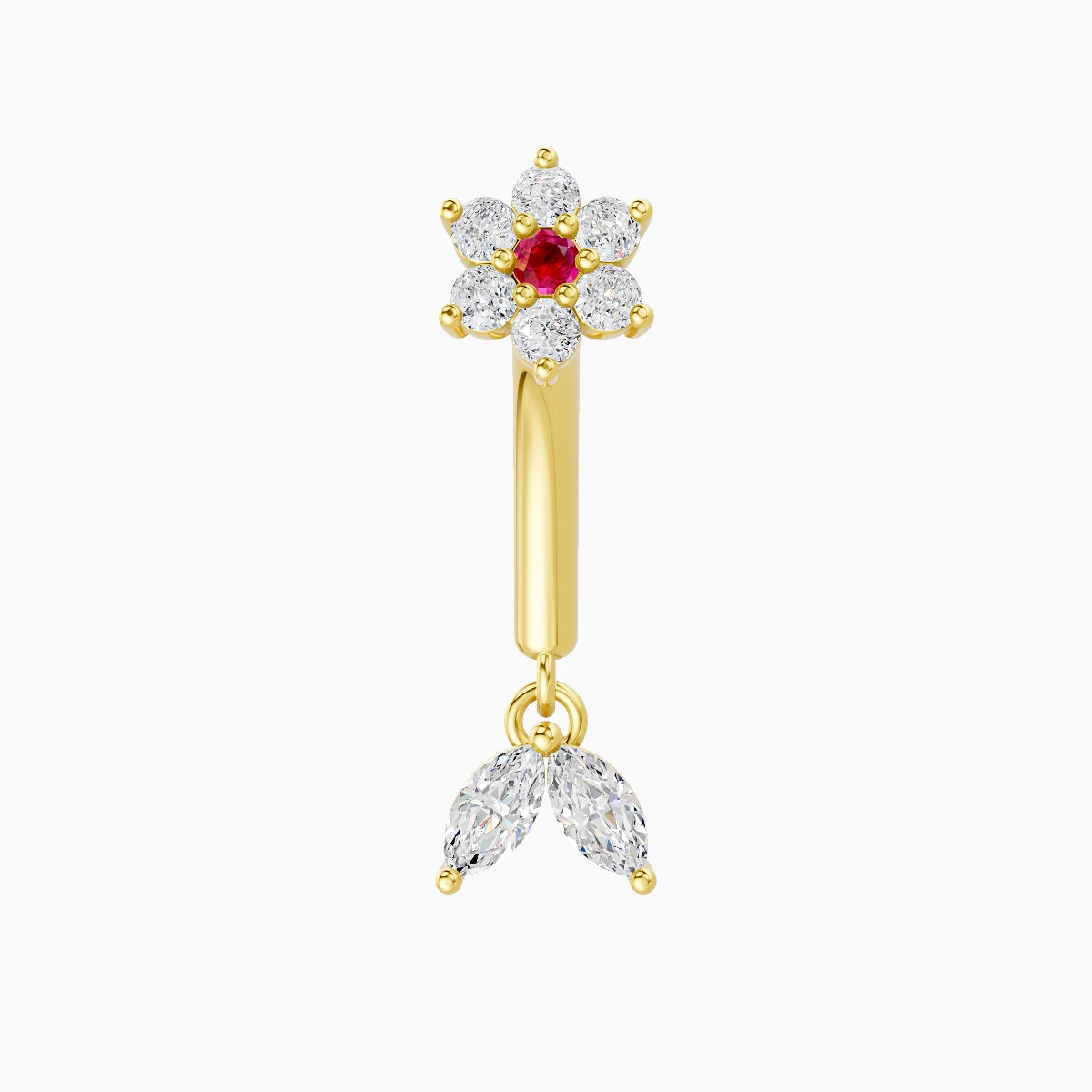 Vela | 18k Yellow Gold 8 mm Flower Ruby & Diamond Rook Piercing