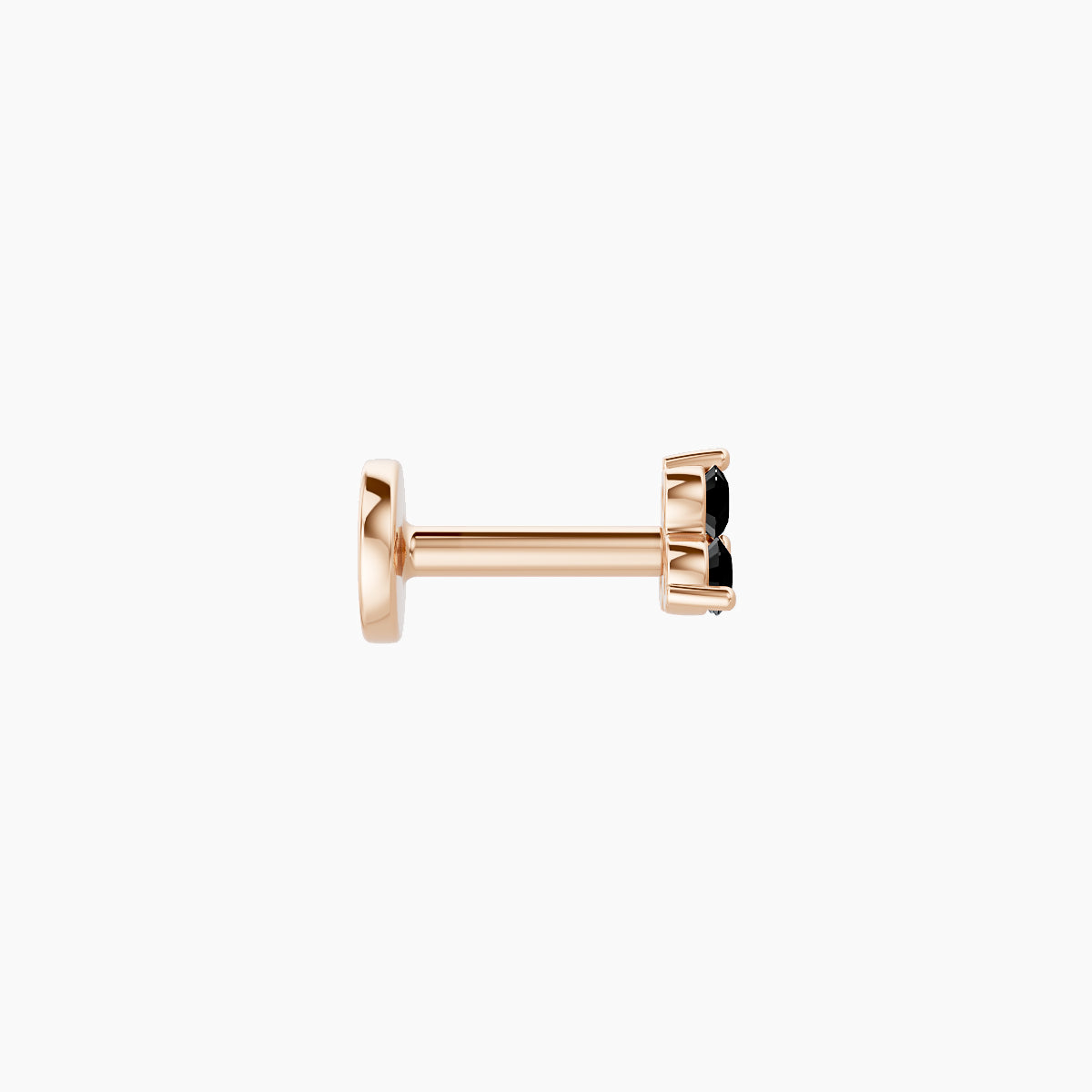 Venus | 18k Rose Gold 5 mm 3 mm Trilogy Black Diamond Nose Piercing