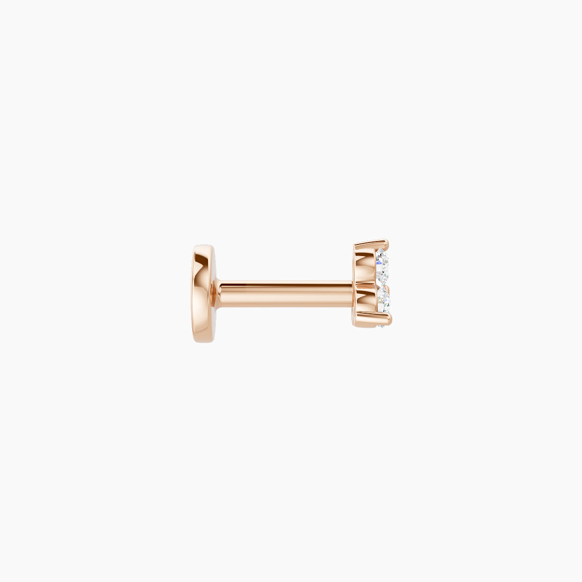 Venus | 18k Rose Gold 3.5 mm 5 mm Trilogy Diamond Nose Piercing