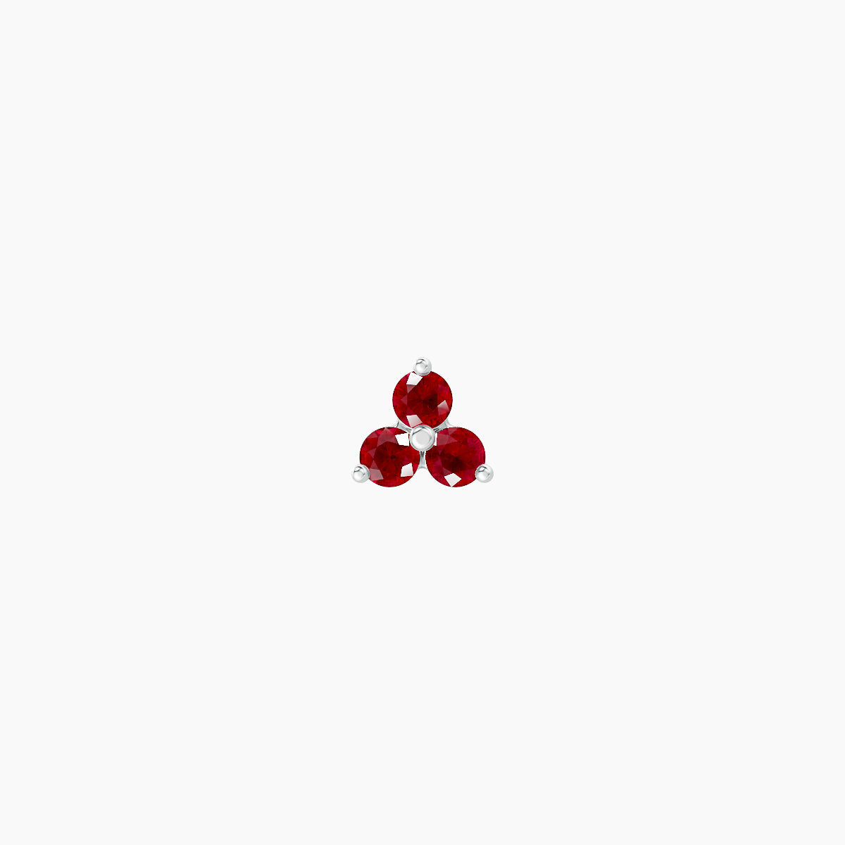 Venus | 18k White Gold 5 mm 3.5 mm Trilogy Ruby Nose Piercing