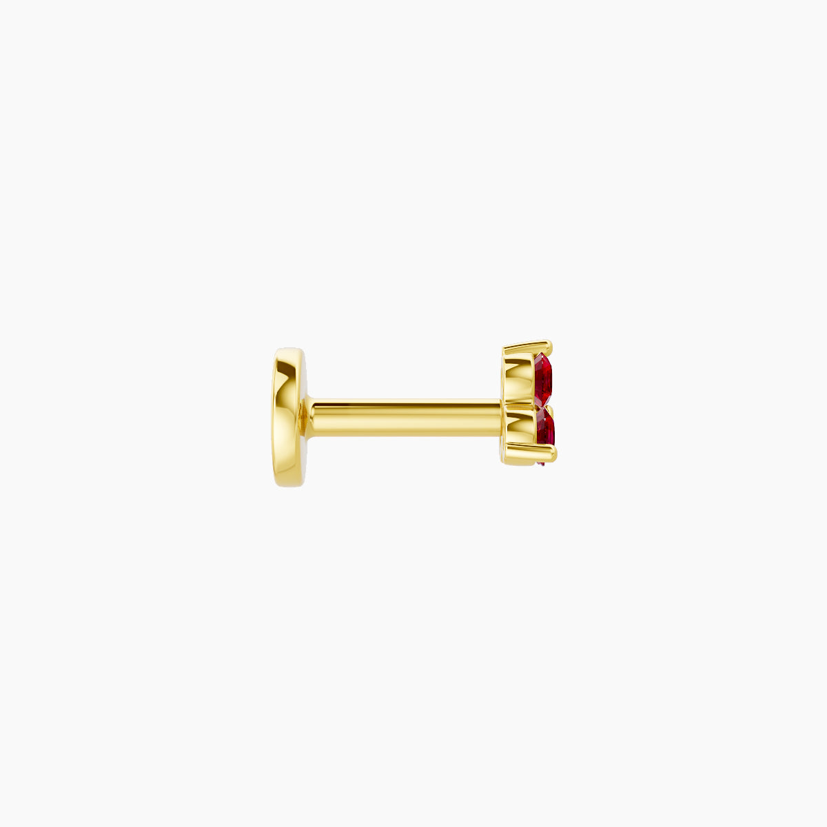 Venus | 18k Yellow Gold 5 mm 3.5 mm Trilogy Ruby Nose Piercing