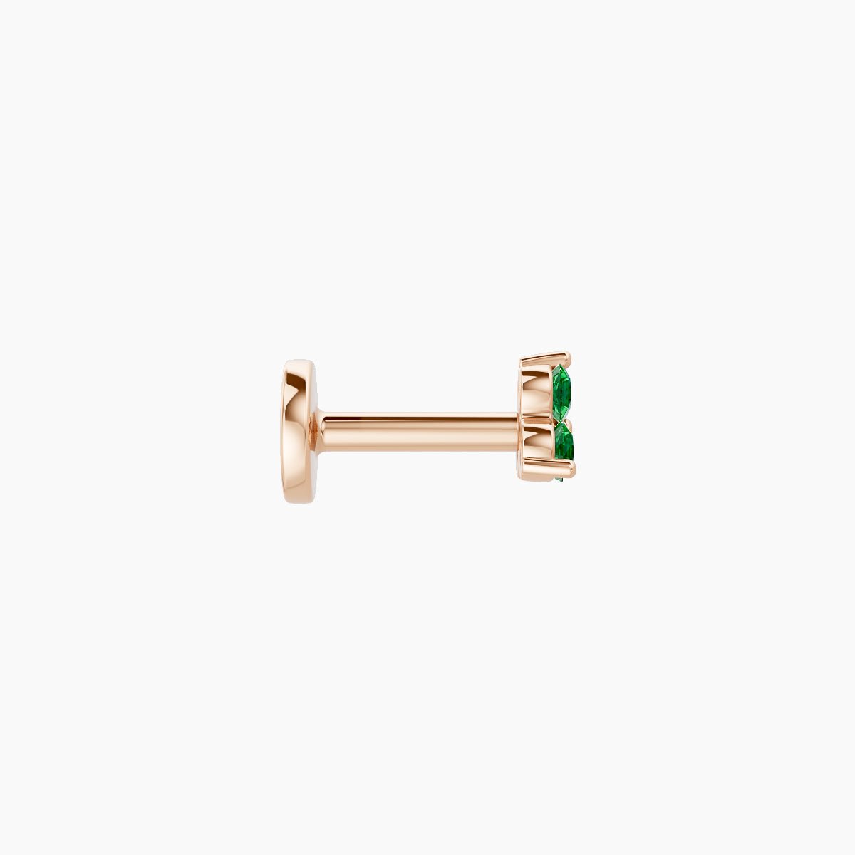 Venus | 18k Rose Gold 5 mm 3 mm Trilogy Emerald Piercing