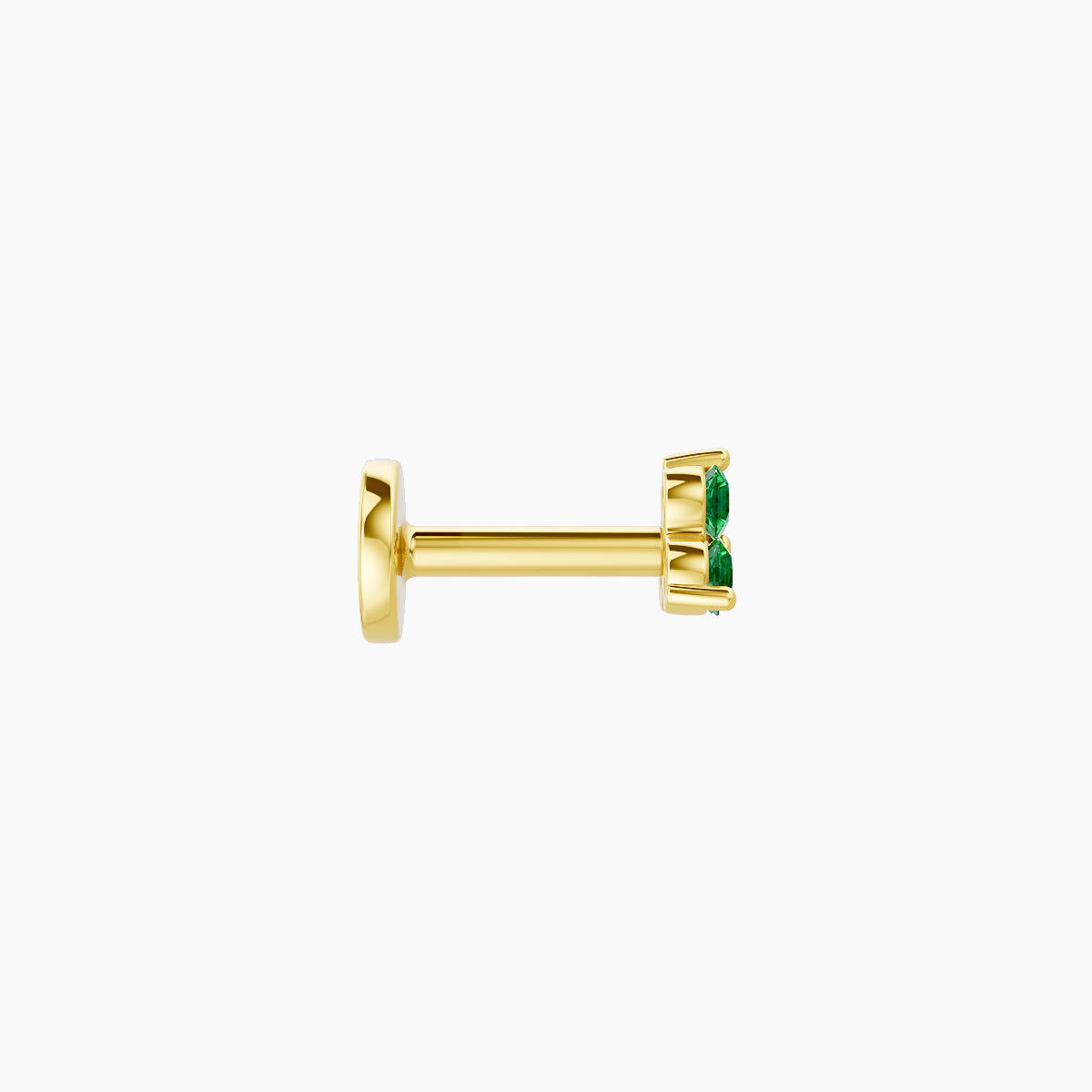 Venus | 18k Yellow Gold 5 mm 3 mm Trilogy Emerald Piercing