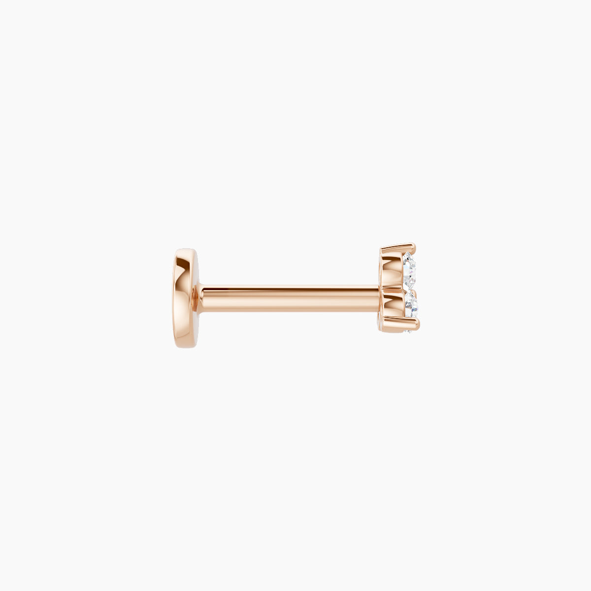 Venus | 18k Rose Gold 3.5 mm 6.5 mm Trilogy Diamond Nose Piercing