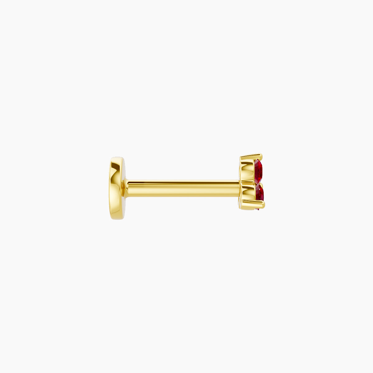 Venus | 18k Yellow Gold 6.5 mm 3.5 mm Trilogy Ruby Nose Piercing