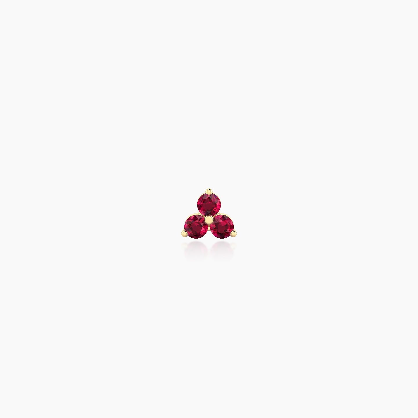 Venus | 18k Yellow Gold 6.5 mm 3.5 mm Trilogy Ruby Nose Piercing