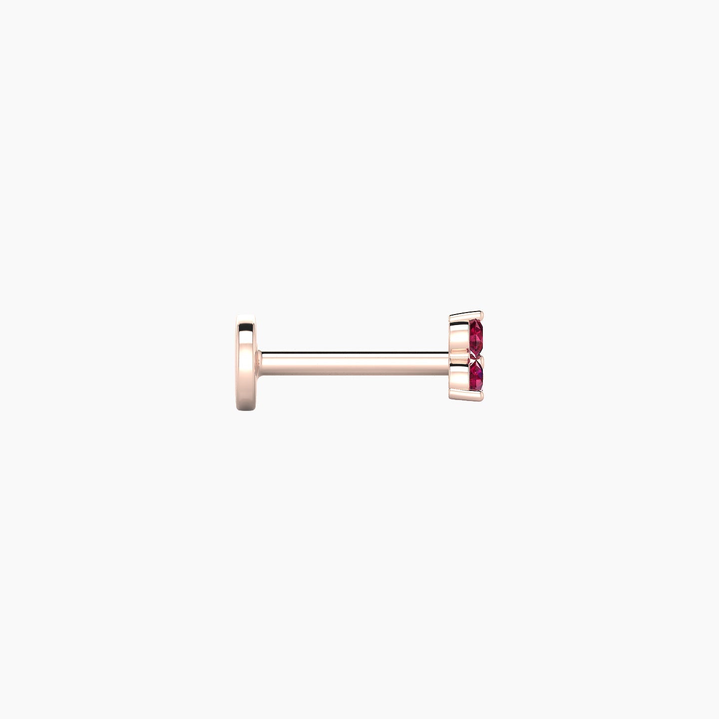 Venus | 18k Rose Gold 6.5 mm 3.5 mm Trilogy Ruby Nose Piercing