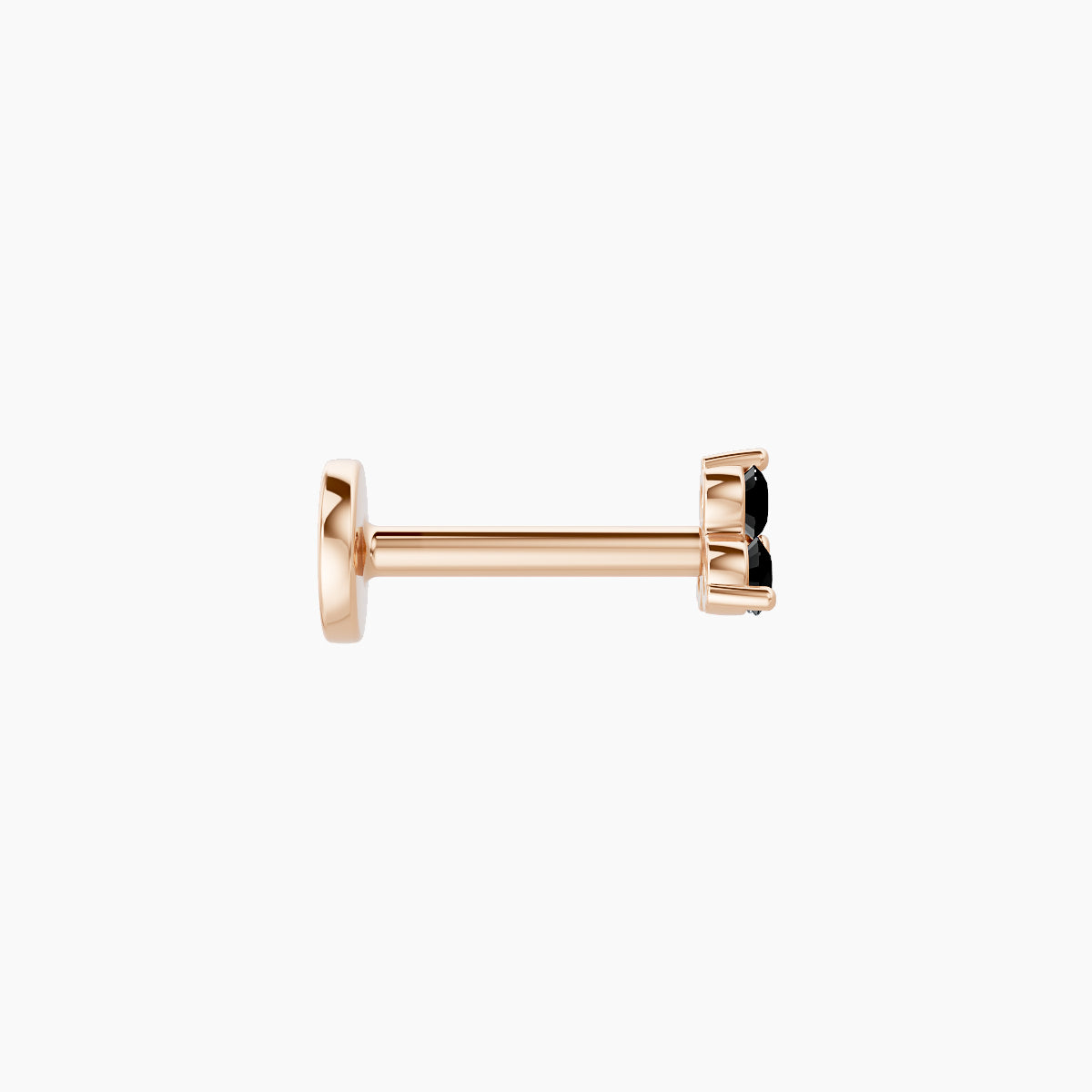 Venus | 18k Rose Gold 6.5 mm 3 mm Trilogy Black Diamond Piercing