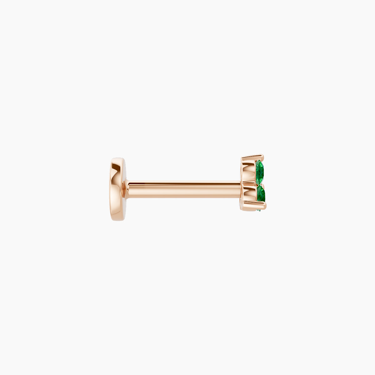 Venus | 18k Rose Gold 6.5 mm 3 mm Trilogy Emerald Piercing