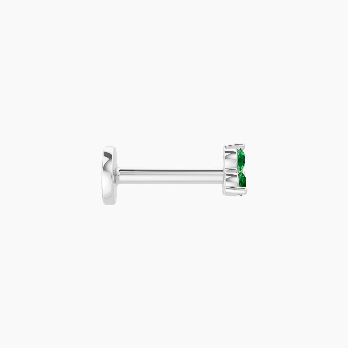 Venus | 18k White Gold 6.5 mm 3 mm Trilogy Emerald Piercing