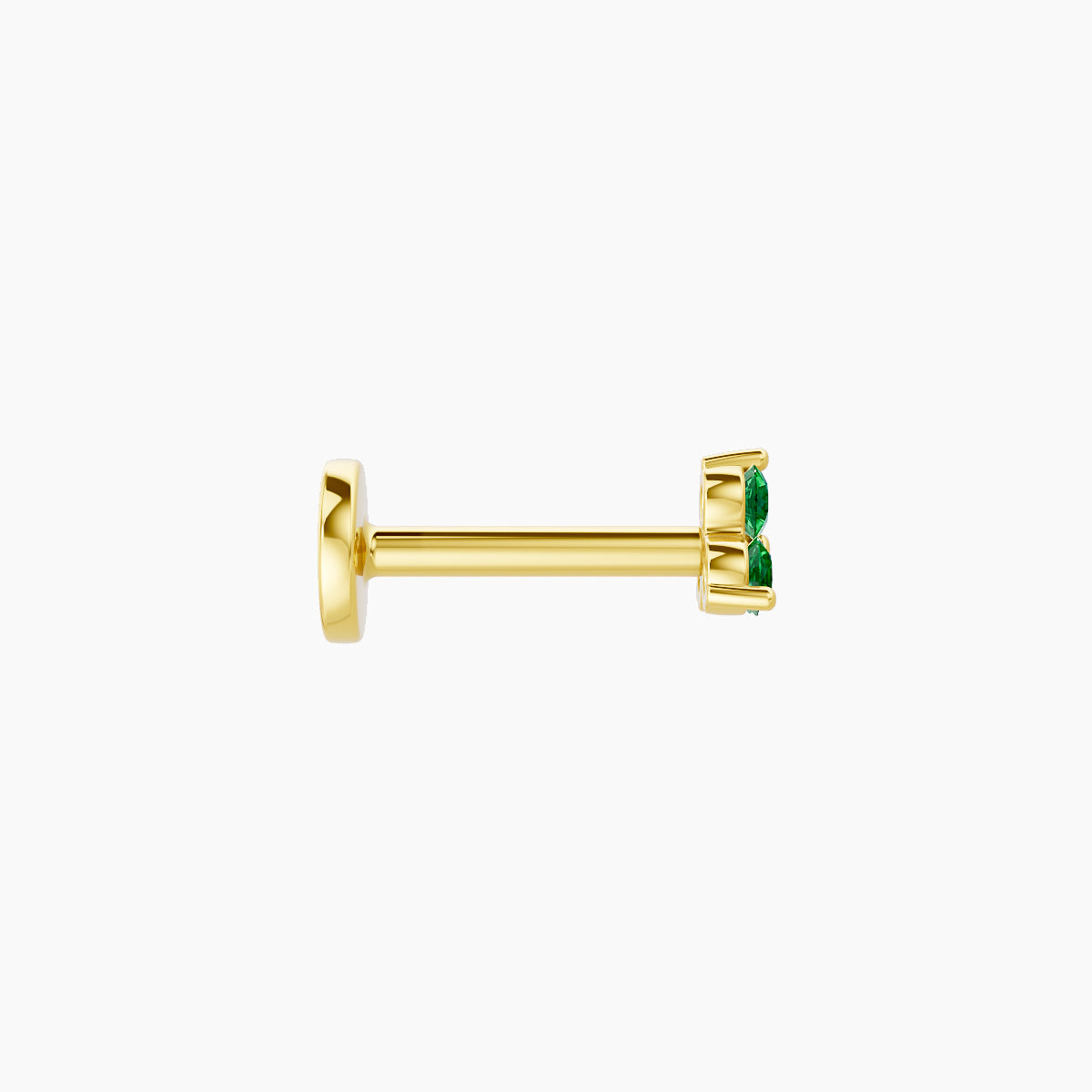 Venus | 18k Yellow Gold 6.5 mm 3 mm Trilogy Emerald Piercing