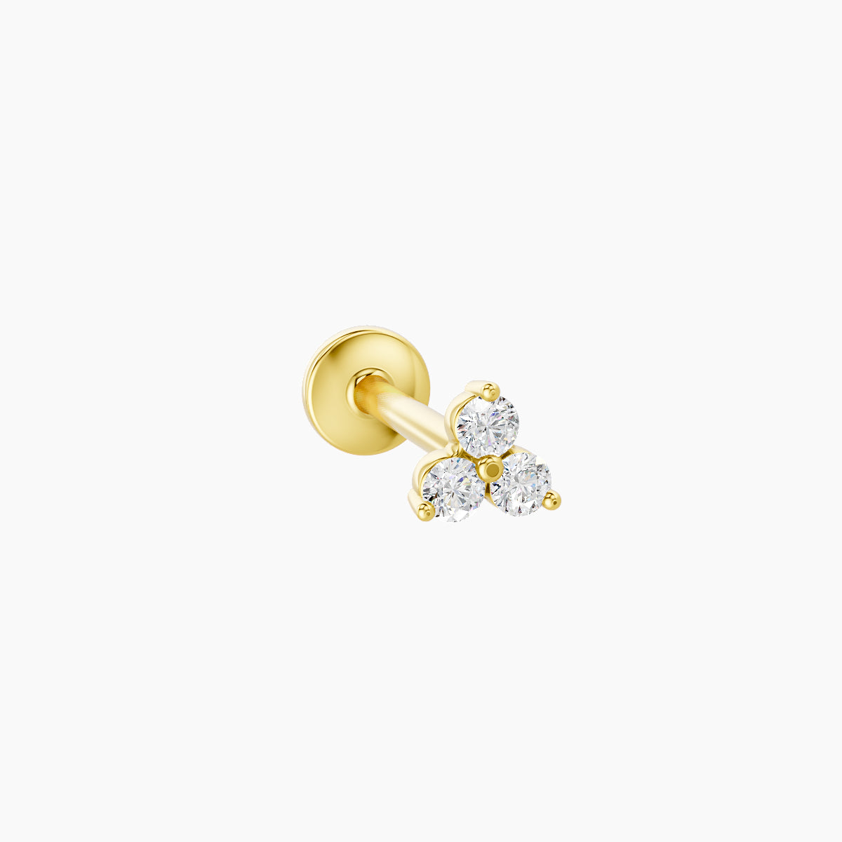 Venus | 18k Yellow Gold 3.5 mm 8 mm Trilogy Diamond Nose Piercing