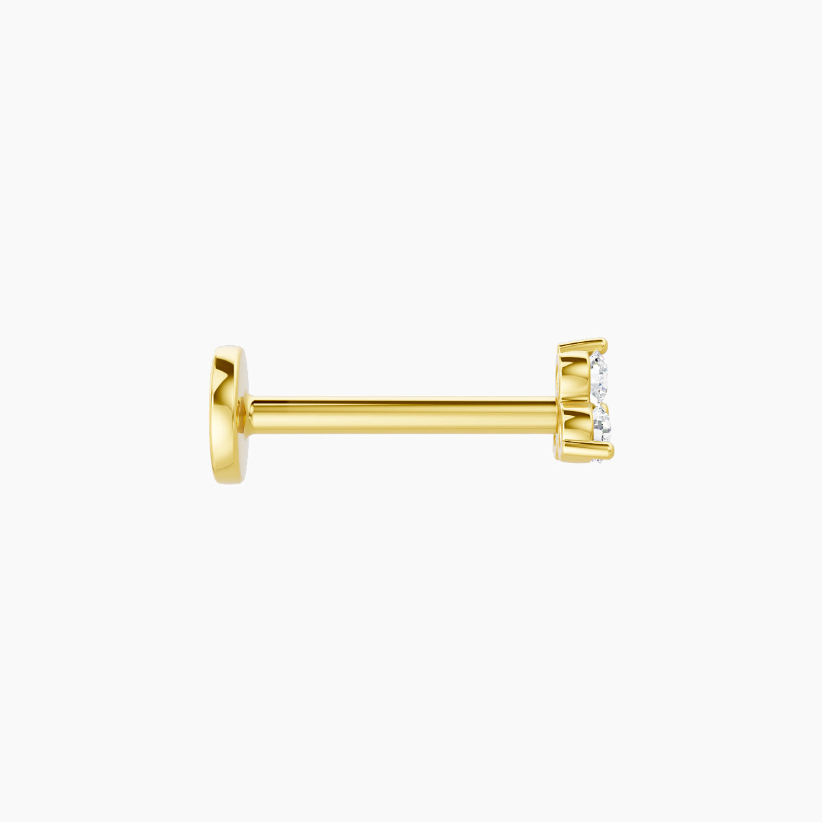 Venus | 18k Yellow Gold 3.5 mm 8 mm Trilogy Diamond Nose Piercing