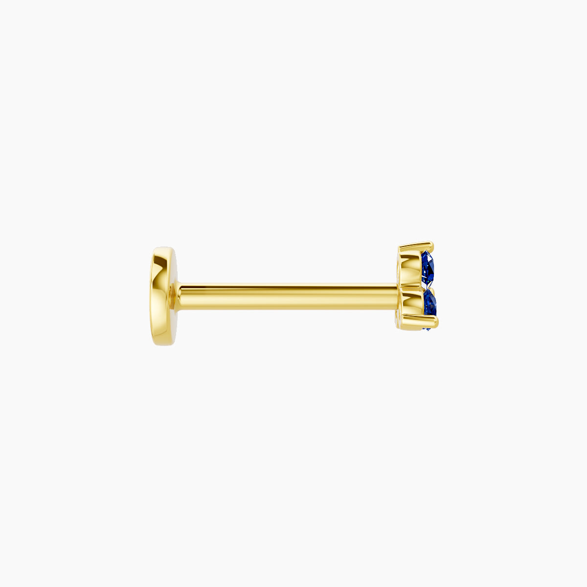 Venus | 18k Yellow Gold 8 mm 3 mm Trilogy Sapphire Nose Piercing