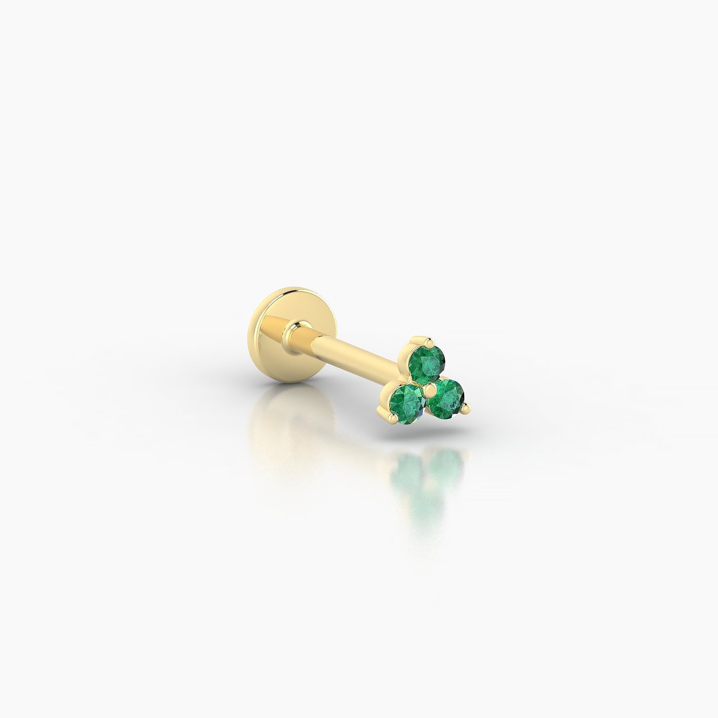 Venus | 18k Yellow Gold 8 mm 3 mm Trilogy Emerald Nose Piercing