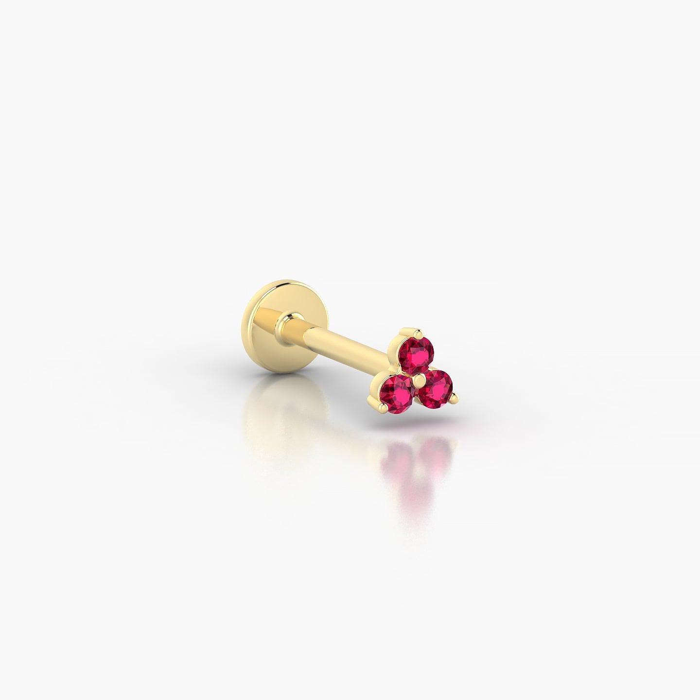 Venus | 18k Yellow Gold 8 mm 3.5 mm Trilogy Ruby Nose Piercing