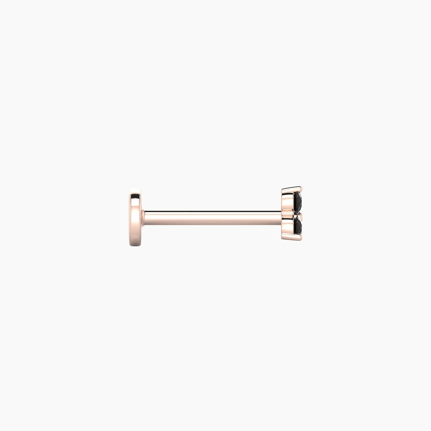 Venus | 18k Rose Gold 8 mm 3 mm Trilogy Black Diamond Nose Piercing