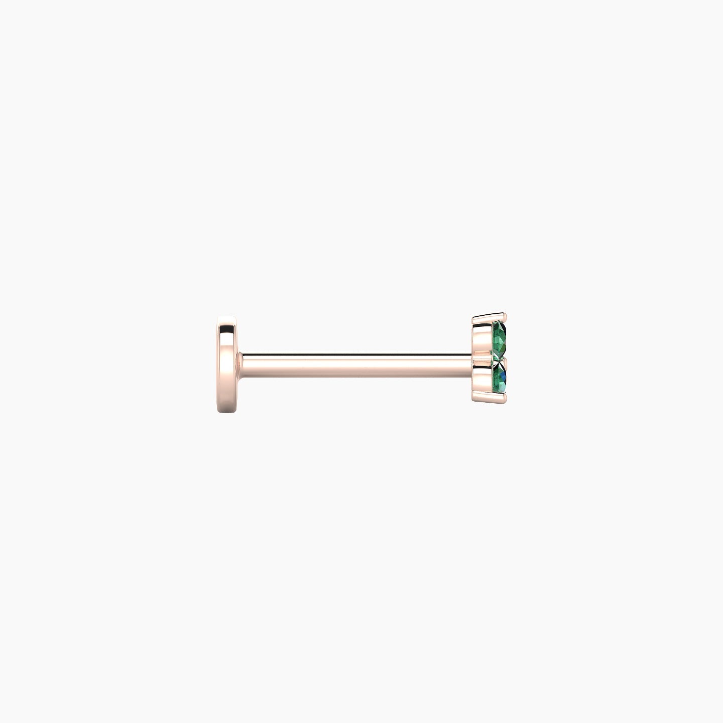 Venus | 18k Rose Gold 8 mm 3 mm Trilogy Emerald Nose Piercing
