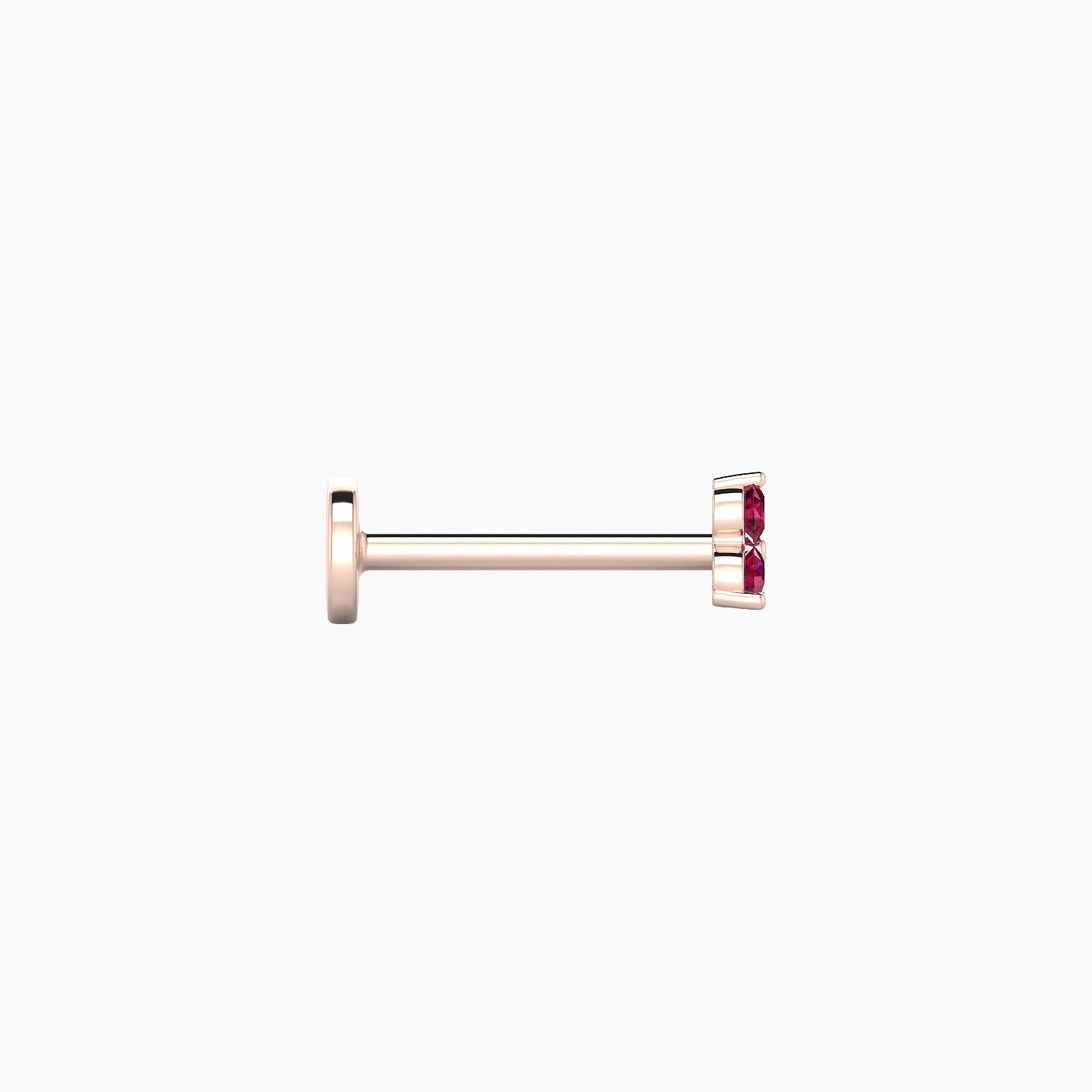 Venus | 18k Rose Gold 8 mm 3.5 mm Trilogy Ruby Nose Piercing