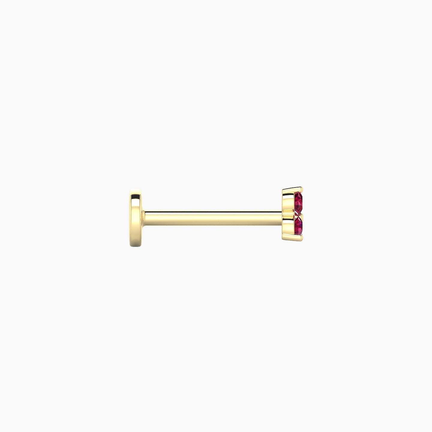 Venus | 18k Yellow Gold 8 mm 3.5 mm Trilogy Ruby Nose Piercing