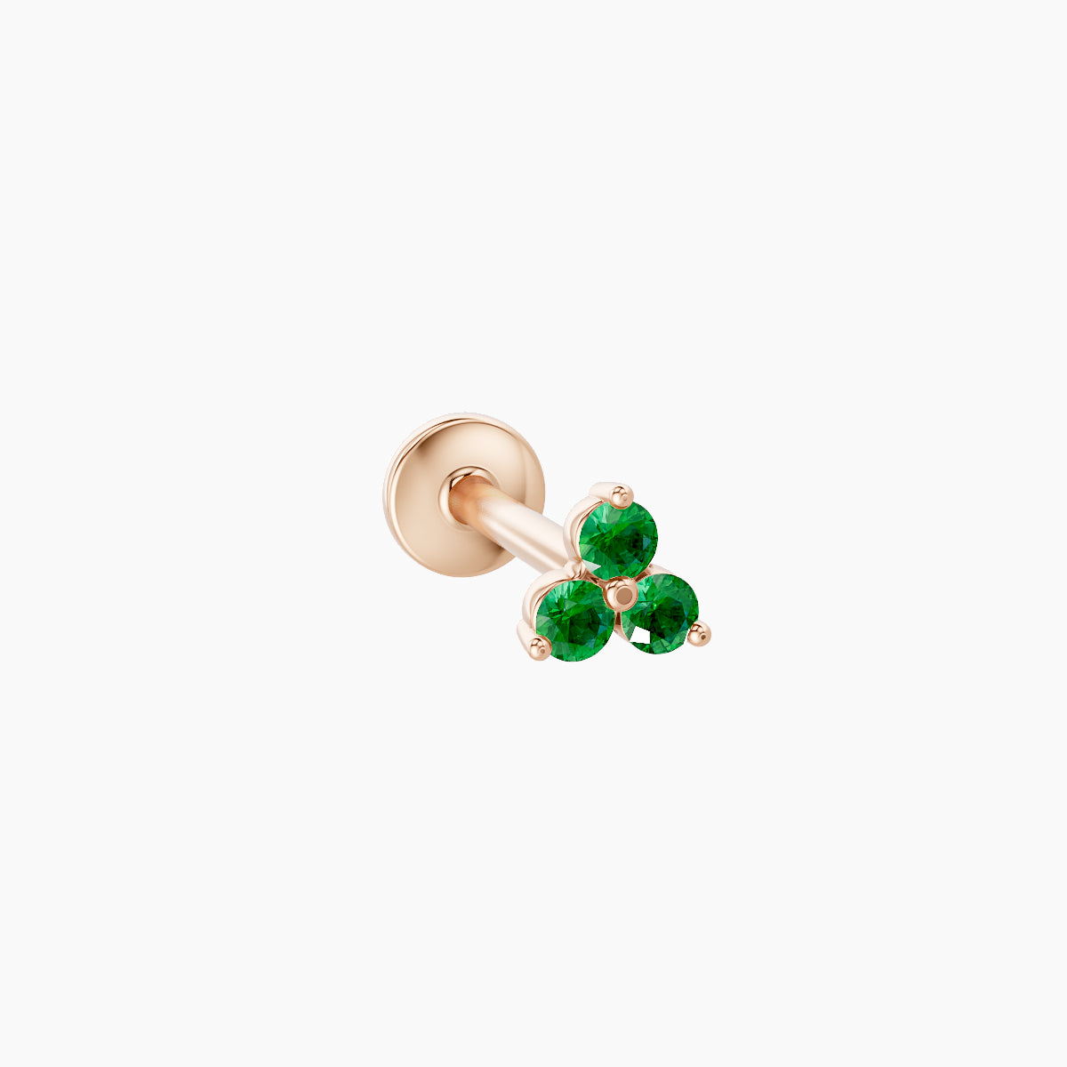 Venus | 18k Rose Gold 8 mm 3 mm Trilogy Emerald Piercing