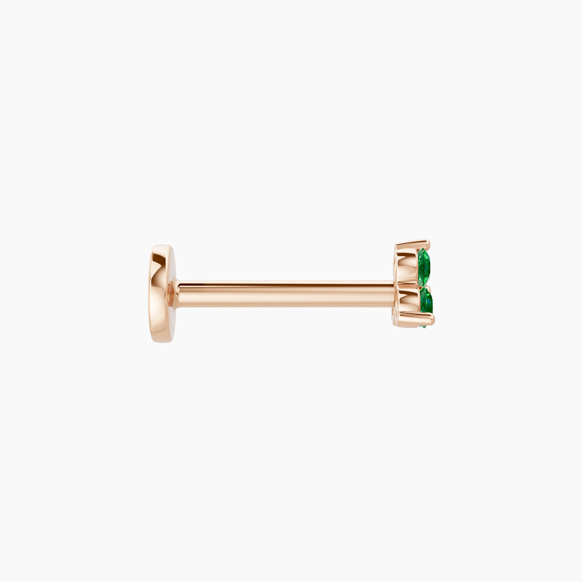 Venus | 18k Rose Gold 8 mm 3 mm Trilogy Emerald Piercing