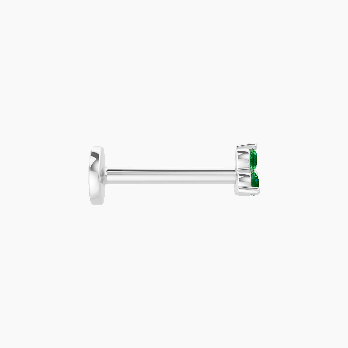 Venus | 18k White Gold 8 mm 3 mm Trilogy Emerald Piercing