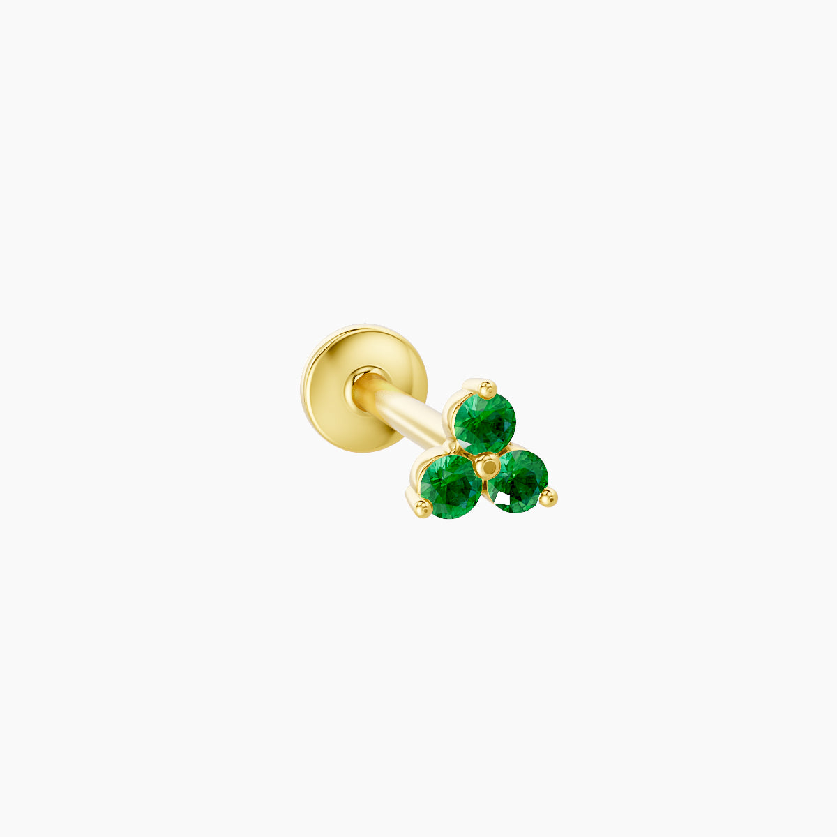Venus | 18k Yellow Gold 8 mm 3 mm Trilogy Emerald Piercing