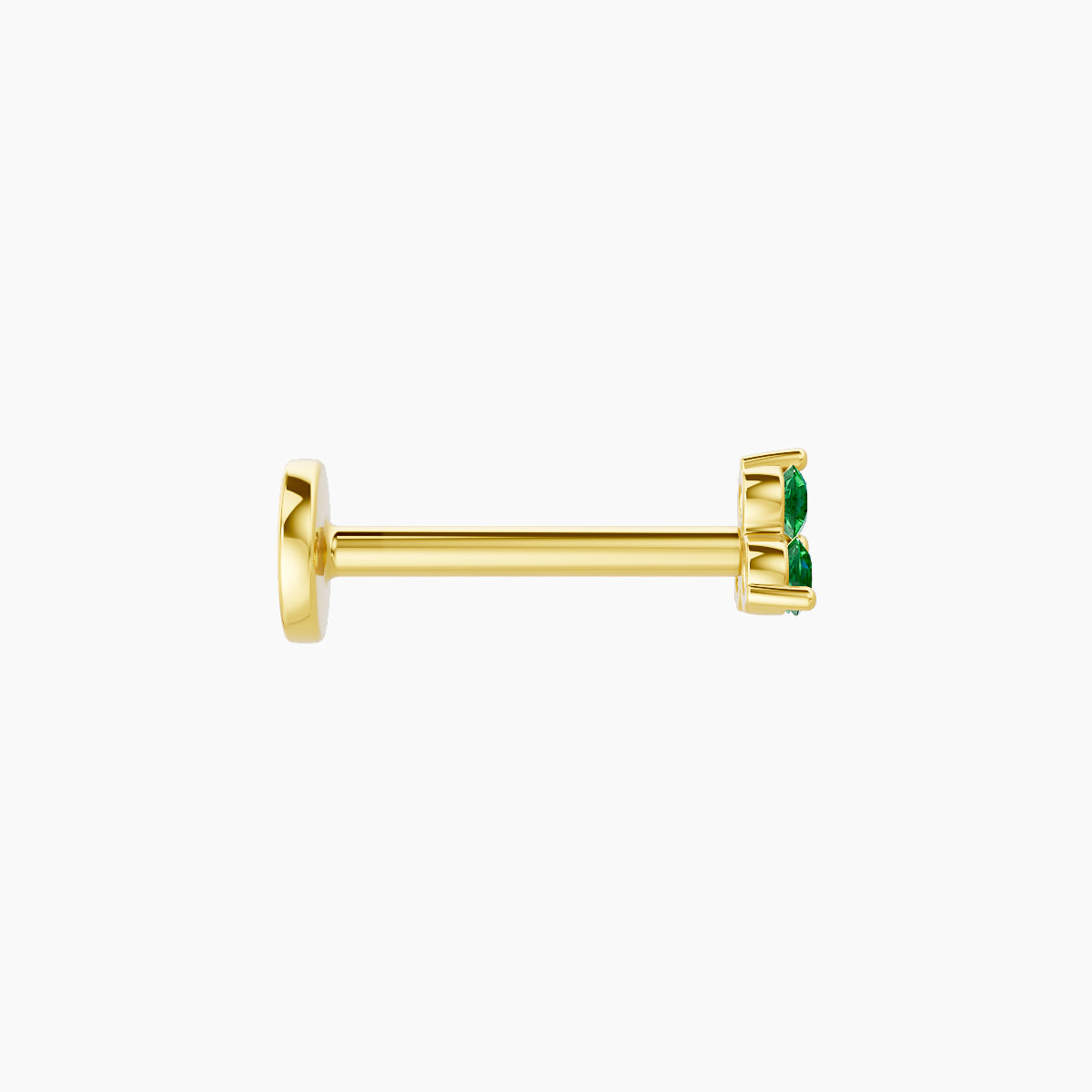 Venus | 18k Yellow Gold 8 mm 3 mm Trilogy Emerald Piercing