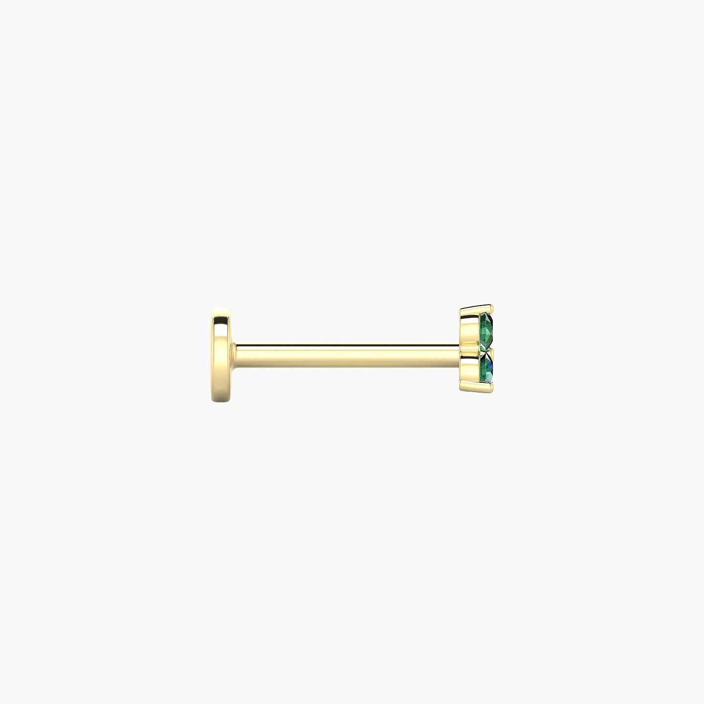 Venus | 18k Yellow Gold 8 mm 3 mm Trilogy Emerald Piercing