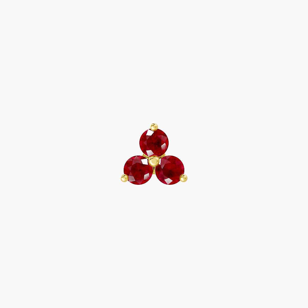 Venus | 18k Yellow Gold 5 mm 4.5 mm Trilogy Ruby Nose Piercing
