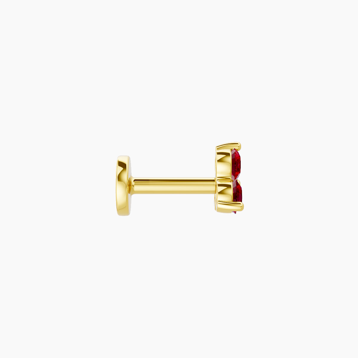 Venus | 18k Yellow Gold 5 mm 4.5 mm Trilogy Ruby Nose Piercing