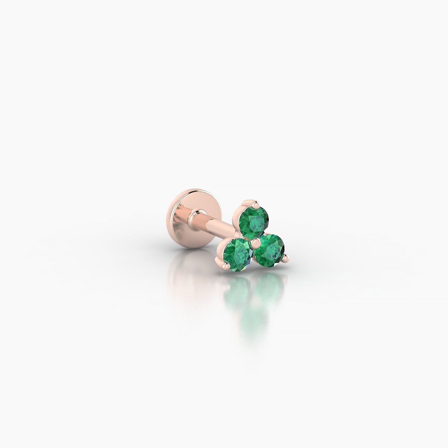 Venus | 18k Rose Gold 5 mm 4.5 mm Trilogy Emerald Nose Piercing