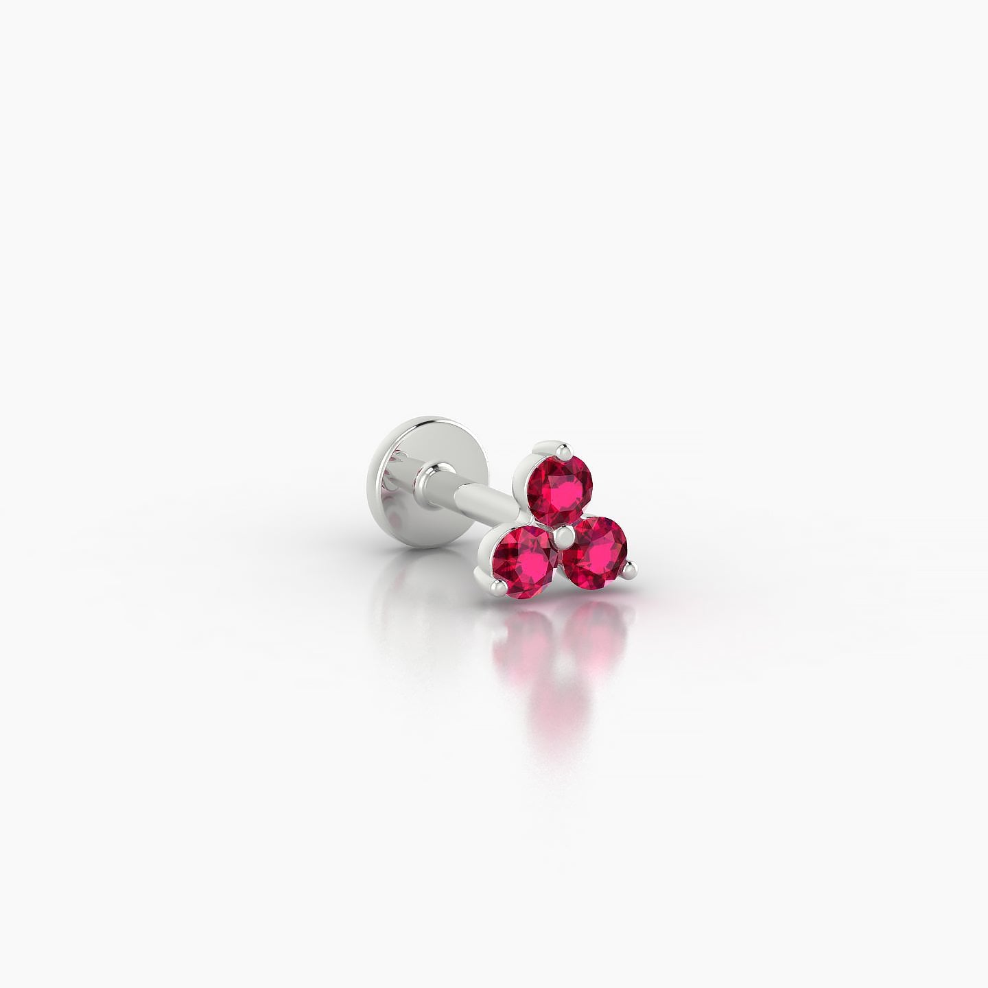 Venus | 18k White Gold 5 mm 4.5 mm Trilogy Ruby Nose Piercing