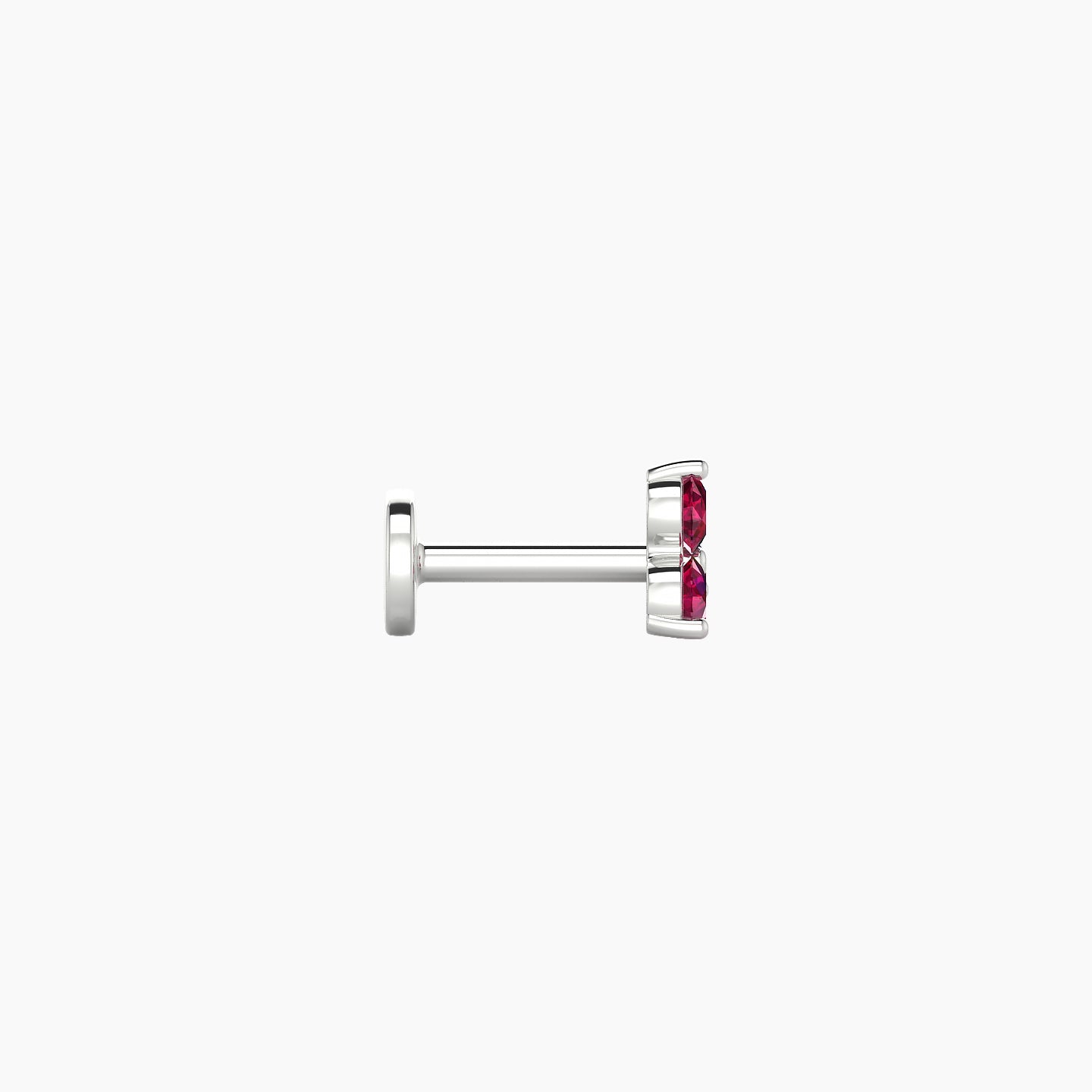 Venus | 18k White Gold 5 mm 4.5 mm Trilogy Ruby Nose Piercing