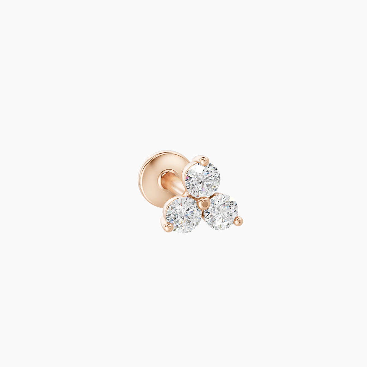 Venus | 18k Rose Gold 4.5 mm 5 mm Trilogy Diamond Piercing