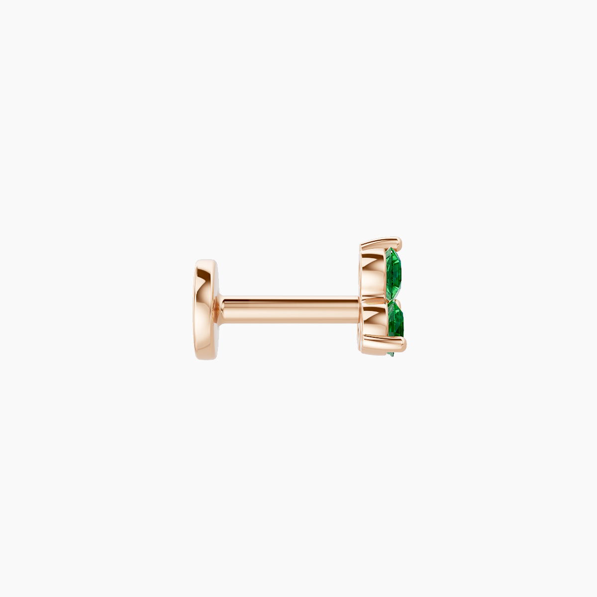 Venus | 18k Rose Gold 5 mm 4.5 mm Trilogy Emerald Piercing