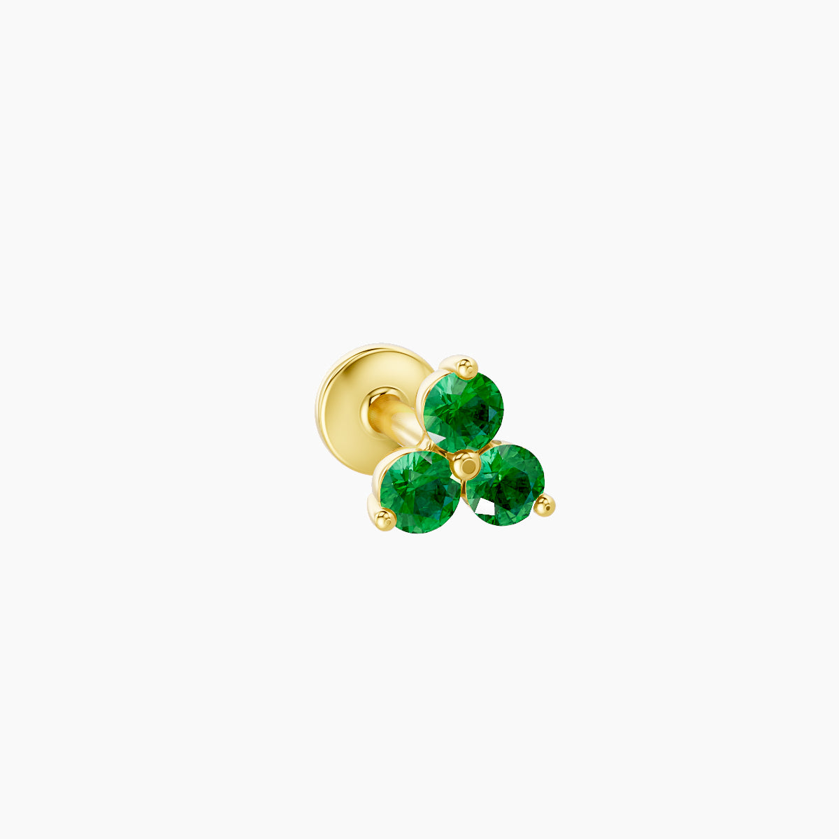 Venus | 18k Yellow Gold 5 mm 4.5 mm Trilogy Emerald Piercing
