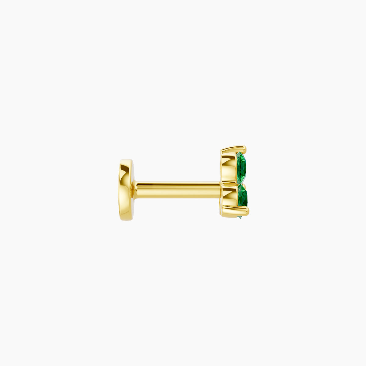 Venus | 18k Yellow Gold 5 mm 4.5 mm Trilogy Emerald Piercing